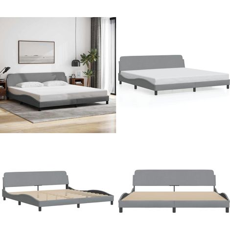 Bettgestell ohne Matratze Hellgrau 200x200 cm Stoff - Bettestel - Doppelbett - Boxspringbetten - Lattenrost - Holzrahmen - Home & Living (1/5)