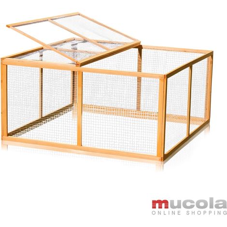 Melko – Clôture en bois pour petits animaux – Enclos extérieur XXL 120 x 120 x 59 cm – Protection contre prédateurs – Montage rapide