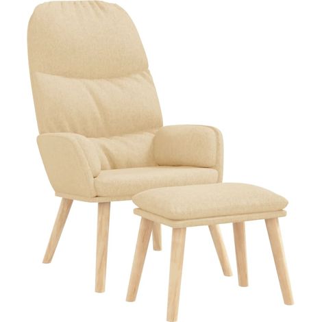 Relaxsessel mit Hocker Creme Stoff vidaXL (1/5)