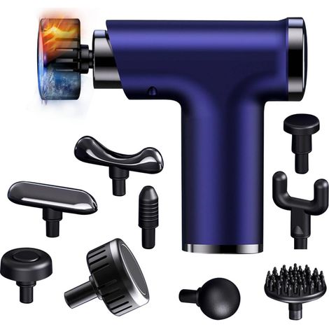Pistolet de Massage Musculaire, Massage Gun avec Tête Chaude et Froide, Masseur Electrique avec 9 Têtes de Massage, Charge de Type-C Ultra Silencieux Pourpre (1/5)