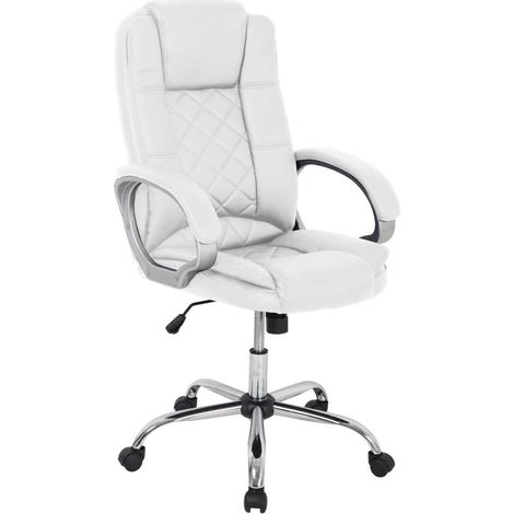 Sillón giratorio Inmaculada en polipiel blanco, 66,5 x 51 x 111-120 cm (ancho x largo x alto) (1/2)