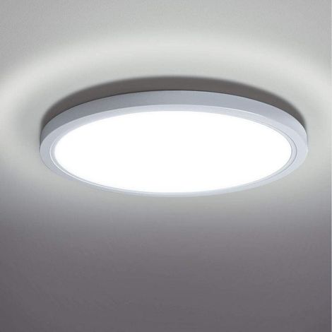 QAZQA 28W Plafonnier LED, 1520LM Lampe Plafond Ø225×24mm, Luminaire Salle de Bain Blanc Froid 6500K Plafonnier Intérieur Encastré Rond Lampe de Plafond pour Chambre Salon Salle de Bain Cuisine Couloir (1/5)