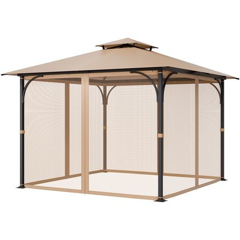 VEVOR Rete di Ricambio per Gazebo, Adatta per Gazebo da 304,8 x 304,8 x 213,4 cm Rete Anti-Moscerini per Patio, Tenda per Esterni a 4 Pannelli, con Doppia Cerniera, Schermo per Baldacchino, Solo Rete