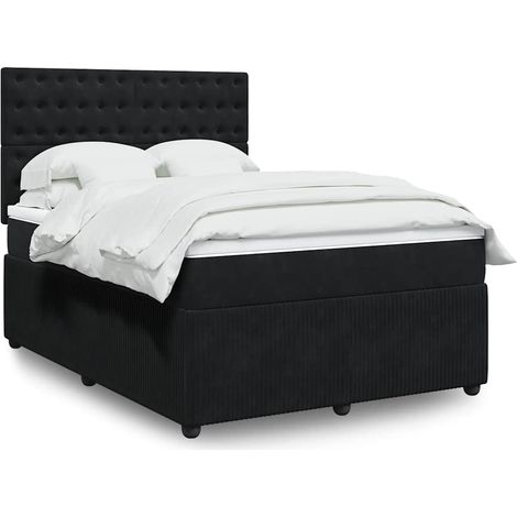 Boxspringbett mit Matratze Schwarz 160x200 cm Samt