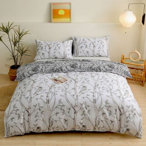 200x200cm - Housse de couette - Chant d'oiseaux - avec Fermeture Ensemble 3 pièces imprimé - Microfibre - pour Filles Enfants
