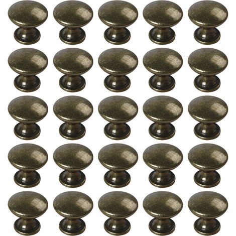 Set aus 25 Vintage-Tür- und Schubladenknöpfen (30 mm), Antik-Stil, für Küchenmöbel und Schränke, Oberfläche in gealterter Bronze. (1/5)