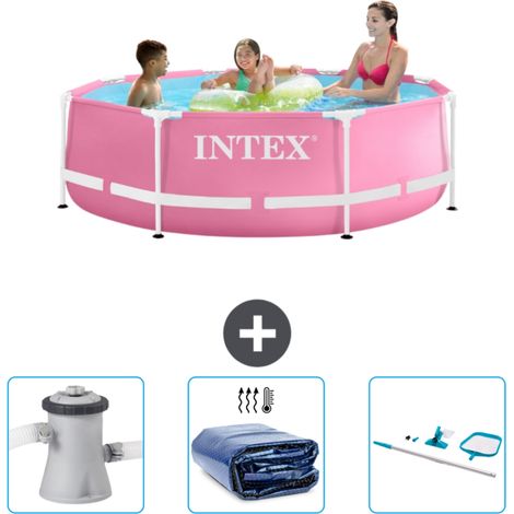 Piscine Intex Cadre Rond - 244 x 76 cm - Rose - Incluse Accessoire CB78