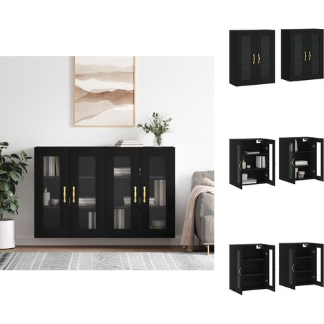 Sideboards - Living Wandschränke 2 Stk. Schwarz Holzwerkstoff (1/5)