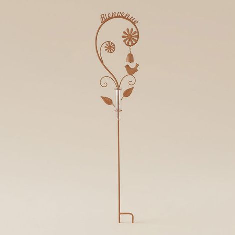 Pluviomètre de Jardin Bienvenue en Métal patiné 27x124cm (1/4)