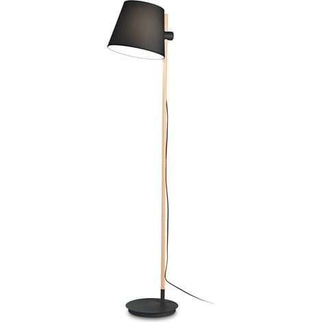 Piantana Industrial-Minimal Axel Legno Nero 1 Luce E27 (1/2)