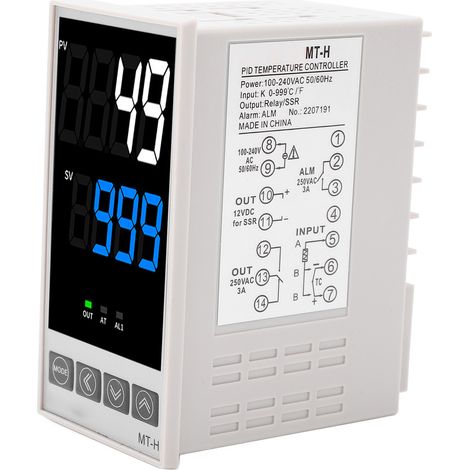 Kit de régulateur de température PID avec affichage numérique intelligent et contrôle automatique de la température, AC100‑240V, 48 x 96 mm