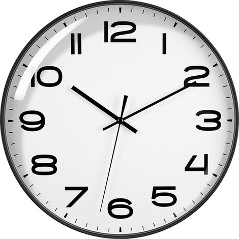 Horloge de bureau 30 cm (12 pouces) à quartz, mouvement simple et silencieux, en ABS écologique, inodore et durable, pour chambre ou bureau. Panneau blanc et cadre noir. (1/5)