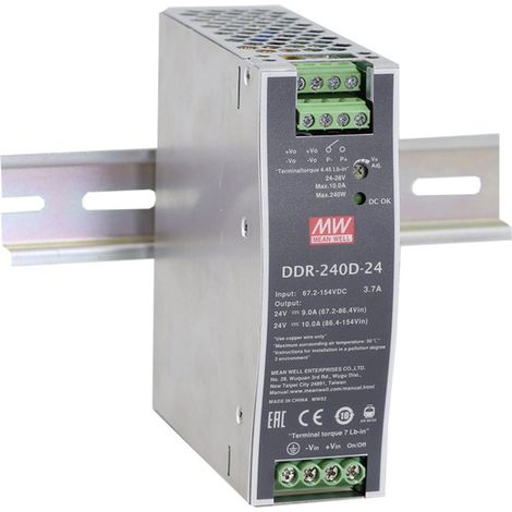 MEAN WELL DDR-240D-48 Hutschienen-DC/DC-Wandler (DIN-Rail) 48 V/DC 5 A 240 W Anzahl Ausgänge:1 x I