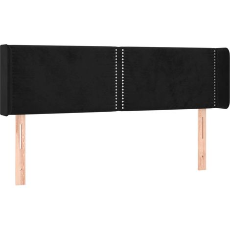 Armoire de Tête de Lit - Tête de Lit avec oreilles Noir 147x16x78/88 cm Velours fr13582 (1/5)