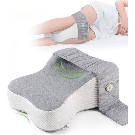 Oreiller pour les genoux pour dormir sur le côté, oreiller orthopédique pour les jambes, en mousse à mémoire de forme, oreiller ergonomique pour dormir sur le côté, oreiller de grossesse, soutient les (1/5)