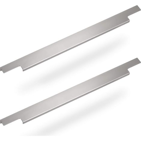 Lot de 2 - Poignée de meuble - Poignée d&39armoire - Montage arrière invisible - Aluminium chromé mat - Pour cuisine et salon - Argent - 145x36x18 cm