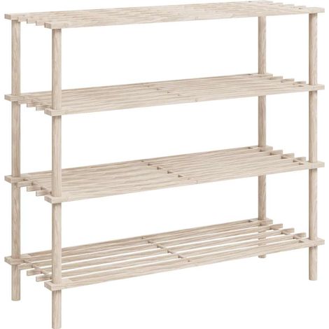 Armoire à Chaussures, Meuble Étagère de Rangement, Range-chaussures à 4 étagères 2 pcs Bois de sapin solide OIB4614E (1/5)