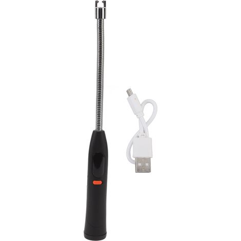 Briquet rechargeable électrique à arc flexible tactile avec détecteur de toucher et lumière LED pour cuisinière à gaz, bougie, noir (1/5)