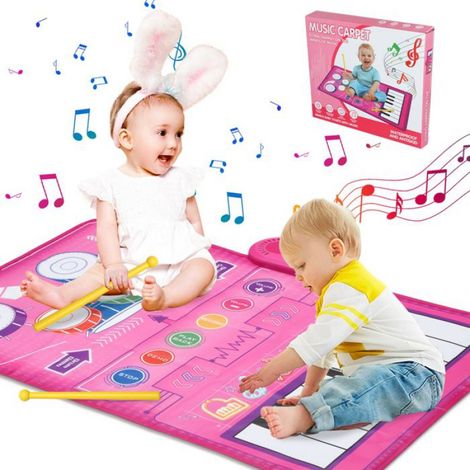 Tapis Piano - 13 Touches - Tambour Musical - 6 Sons d'Instruments - 80 x 50 cm - Pour Bébé À Partir de 1 An - 1 Pièce (1/5)