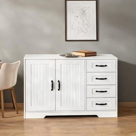 Buffet coloris blanc en MDF 105 x 40 x 76 cm (1/5)