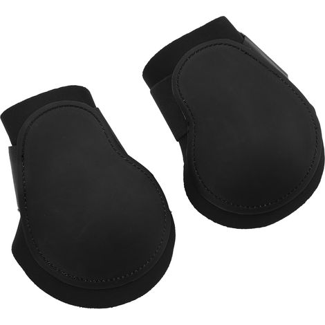 Lot de 2 guêtres pour chevaux, coque en PU, élastiques et absorbant les chocs, protection des membres postérieurs, noires, taille XL. (1/5)