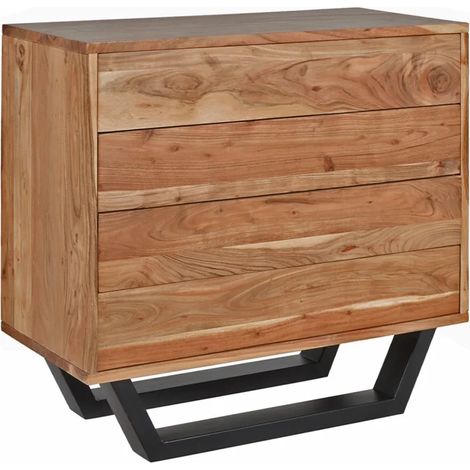 Commode en bois d'acacia massif et pieds en métal noir - OTTAWA (1/5)
