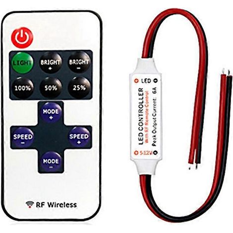 Miniatur-Funkfernbedienung mit 11 Tasten für monochrome LED-Streifen: Steuerung und Dimmung. (1/5)