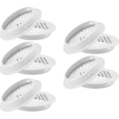Grille de ventilation ronde, aérations en acier inoxydable, format de montage 53 mm, blanc, 10 pièces(plates) (1/5)