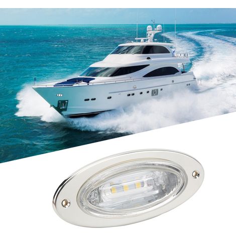 Projecteur LED étanche DC12V pour applications marines et yachts, avec boîtier en acier inoxydable, éclairage de pont, lumière blanche froide, feu de navigation pour yachts (69369E) (1/5)