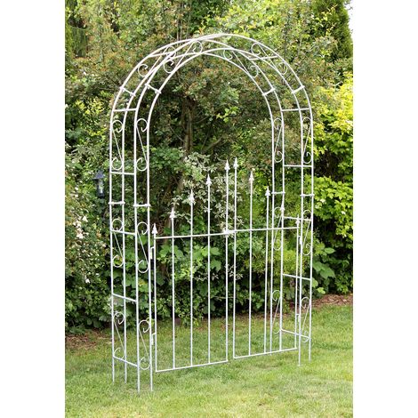 DanDiBo Arc de roses avec porte galvanisé Largeur 140 cm Arc de cercle galvanisé à chaud Résistant aux intempéries Massif en fer massif Support pour plantes grimpantes (1/5)
