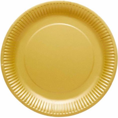Lot de 8 Assiettes en carton doré, Compostable, Sans plastique, Certifié FSC, Pour fête et buffet. (1/3)