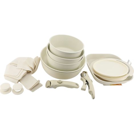 Ensemble de casseroles et poêles antiadhésives pour plaques à induction avec poignées amovibles, idéal pour cuire, frire, bouillir et mijoter. (1/2)
