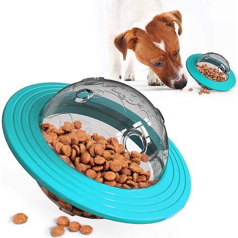 Jouet interactif bleu pour animaux de compagnie : distributeur de nourriture pour chien avec fonction d'entraînement à l'intelligence et anti-ennui. (1/4)