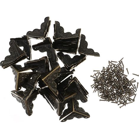 36 protège-coins décoratifs, fer/bois, pour boîtes et caisses (1/5)