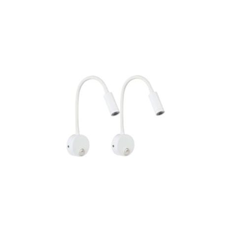 Set di 2 lampade da parete bianche da 3W, applique da scrivania in alluminio con collo flessibile e regolabile, lampada da comodino con interruttore a LED, protezione per gli occhi, cablaggio incassat