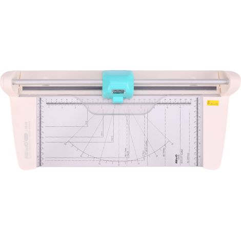 Coupe-papier KWTRIO 300 mm, massicot polyvalent avec 4 têtes de découpe : lignes droites, courbes, pointillés et pliage, règle graduée et tapis de coupe pour photo, carte, film, papier, scrapbooking, (1/5)