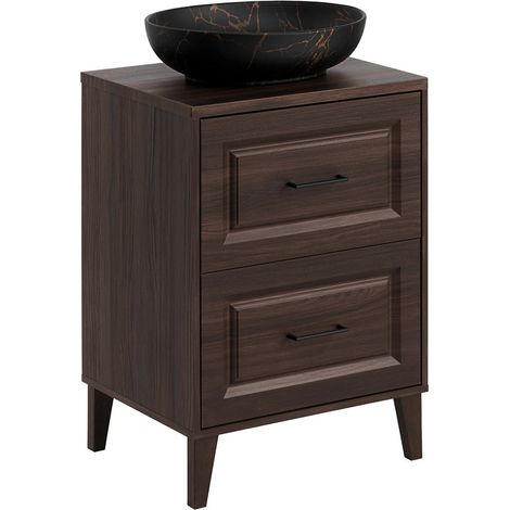 Waschtisch 60cm Moka mit 2 Schubladen, Holzoptik (1/5)