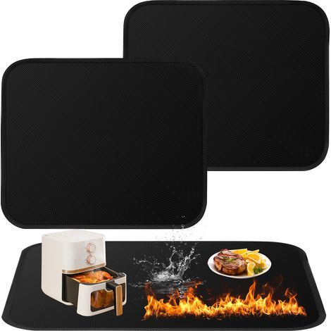 2 Pièces Tapis résistant à la chaleur 46x38cm,Tapis D'isolation, tapis anti feu pour comptoir de cuisine,Tapis De Cuisson Silicone Pour four,Friteuses à Air, Micro - Ondes, Cafetière