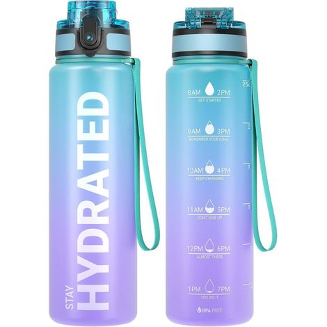 Sport-Trinkflasche mit Zeitmarkierung, 750ml, BPA-frei, auslaufsicher (1/5)