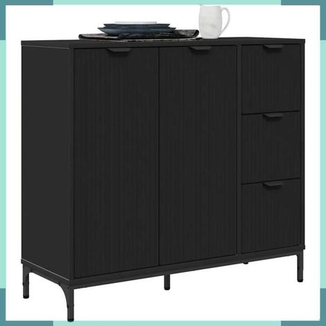 Buffet - 883455 - Noir - Bois d'ingénierie - 3 tiroirs et 2 portes (1/5)