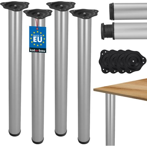 KOTARBAU® Verstellbare Tischbeine 71–74,5 cm, Stahl, Silber, Aluminium, 4er-Set