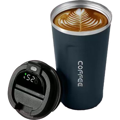 Tasse à café portable isotherme en acier inoxydable 304 avec affichage intelligent de la température, style épuré, bleu pur, 2e génération, 380 ml (1/5)