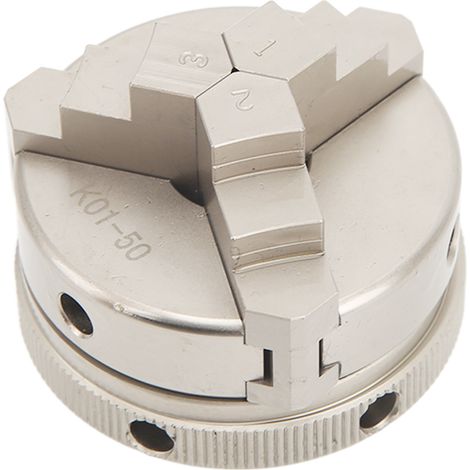 Mandrin de tour 50 mm M14 à 3 mors en acier C45, autocentrant et réversible, kit d'accessoires (1/5)