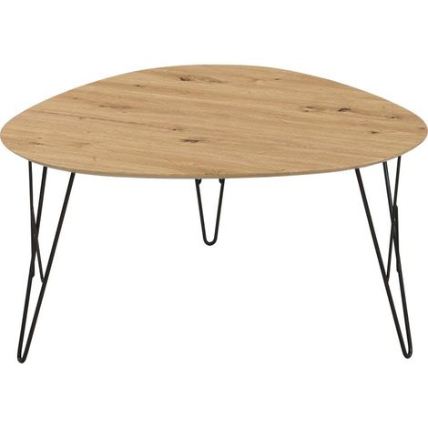 Table basse bois chêne clair et pieds métal noir Onac (1/4)