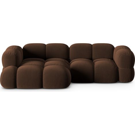 Canapé d'angle gauche 3 places en velours chocolat (1/5)