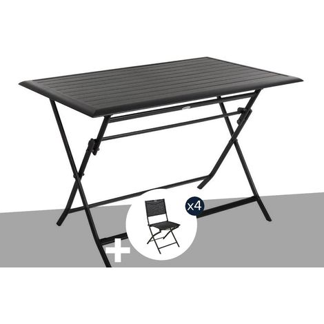 Table de jardin rectangulaire Azua 4 places Graphite + 4 chaises pliantes Modula - Hesp'ride (1/5)