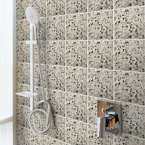 Sticker Mural Carrelage adhésif Cuisine Salle de Bain - 30 STICKERS CARREAUX DE CIMENT TERRAZZO KIAH - 30stickers15x15cm (1/5)