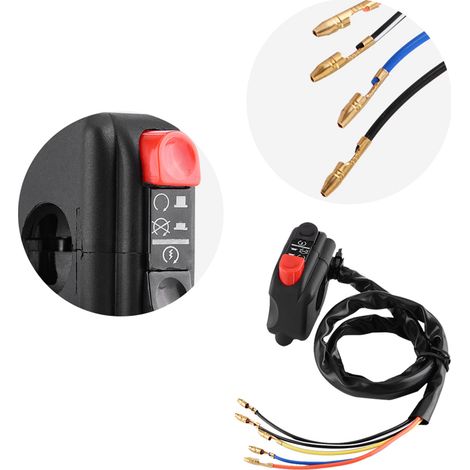 Interrupteur d'allumage/arrêt pour moto 22 mm (noir) (1/5)