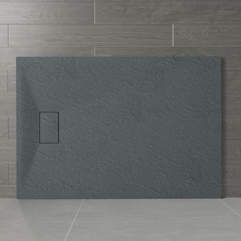 NRG 1300 x 900mm Anthracite SMC Rectangle Slate Effect Bathroom Shower Enclosure Tray (1/5)