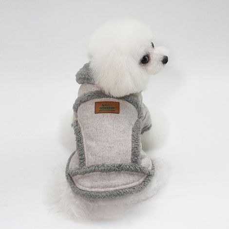 CSPARKV-EU (Halsumfang: 23 cm, Rückenlänge: 20 cm, Brustumfang: 32 cm) Hundebekleidung für Herbst und Winter, kühl und warm, Weste im britischen Stil, kuschelige Jacke mit Pelzkragen, kleine bis mitte (1/5)